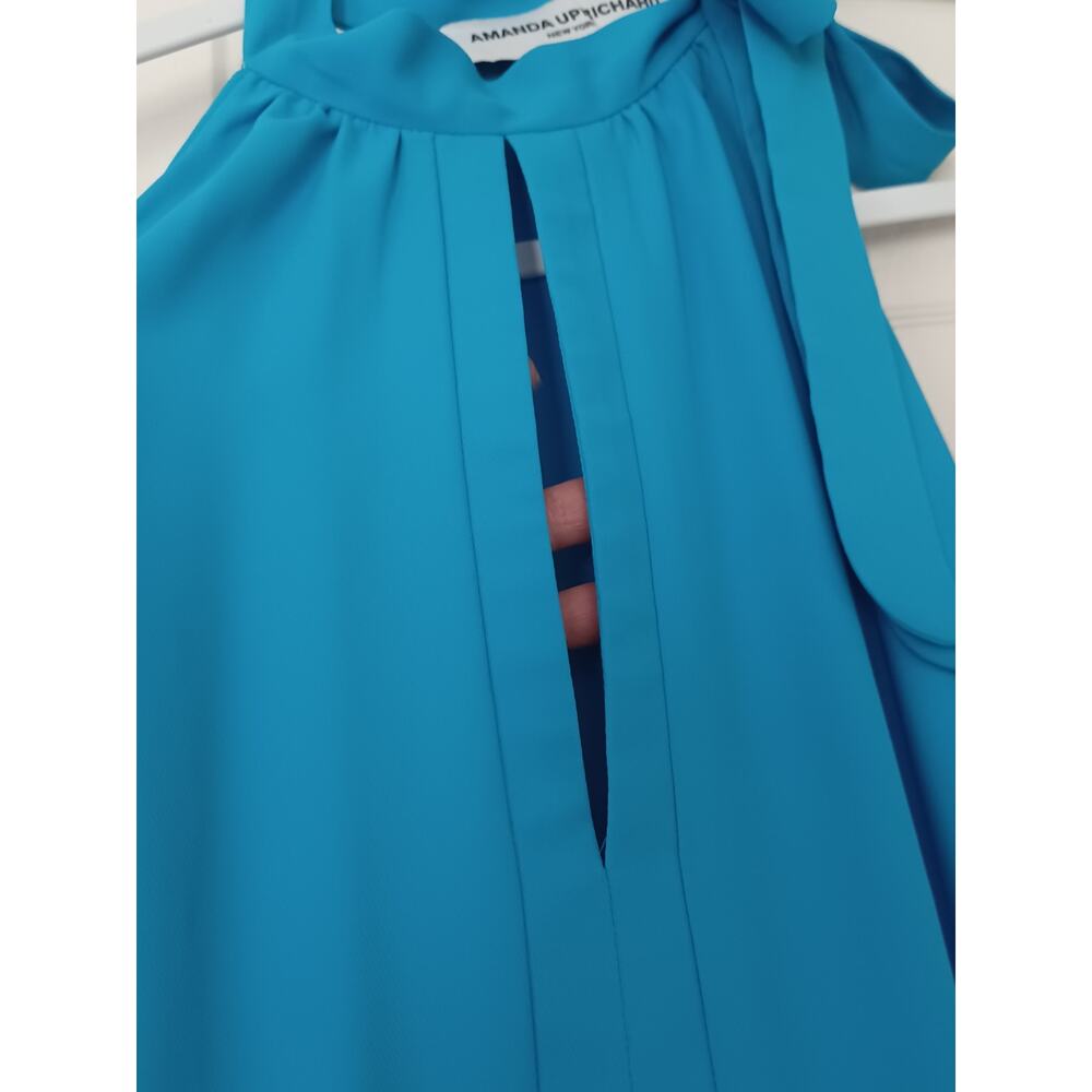 Amanda Uprichard Darby Tiered Halter Mini Dress Ocean Blue M - Picture 8 of 11